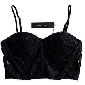 BCBGMaxAzria Black Lace Bustier Crop Top
